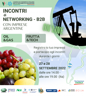 Incontri virtuali B2B e partnering, Settori: Oil & Gas e Fruit & Technology