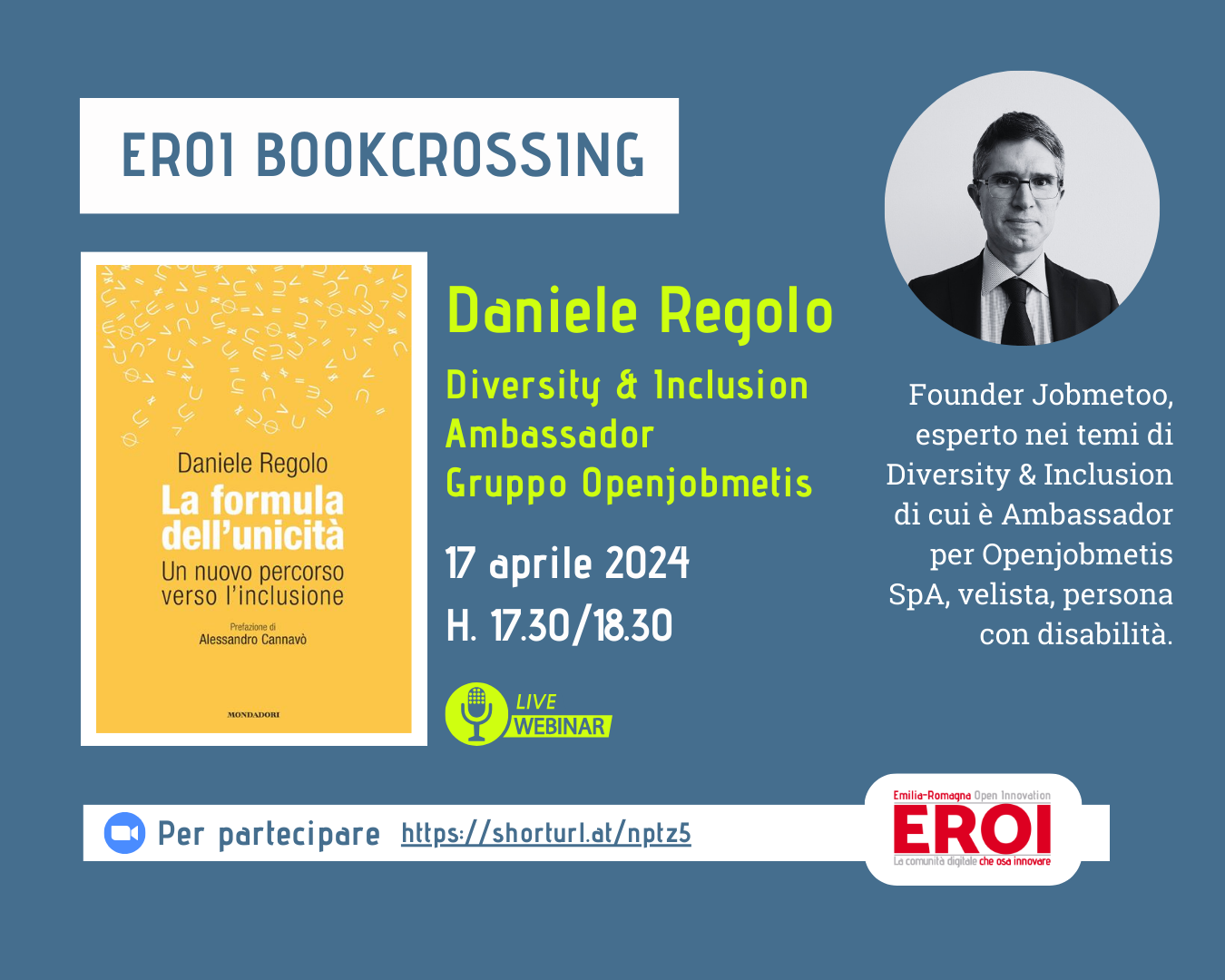 EROI BOOKCROSSING: presentazione del libro "La formula dell’unicità – Un nuovo percorso verso l’inclusione"