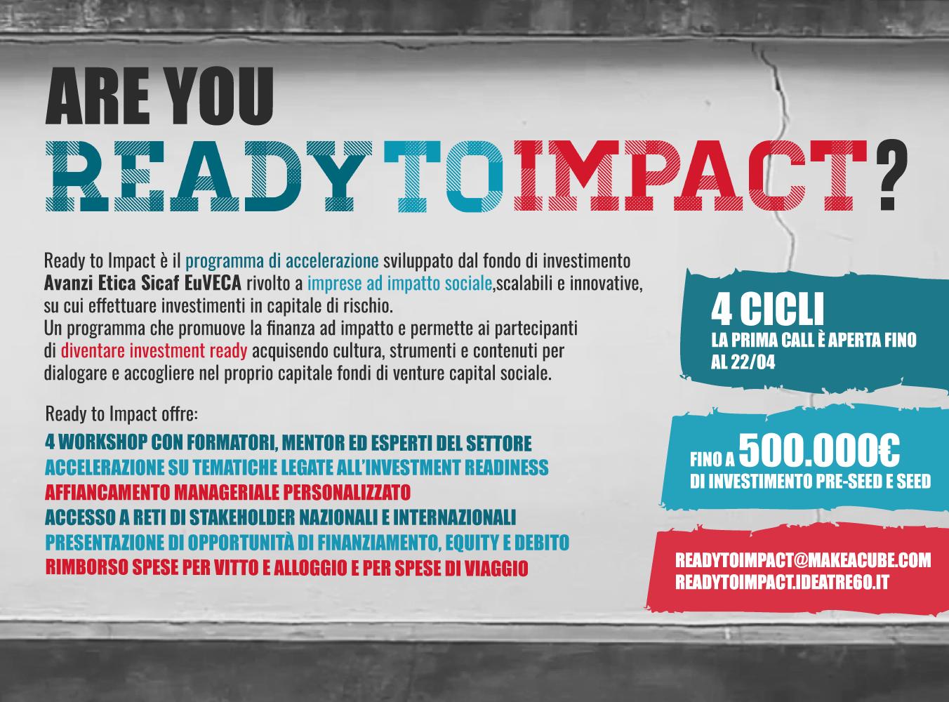 Ready to Impact: programma di accelerazione per il business ad impatto sociale